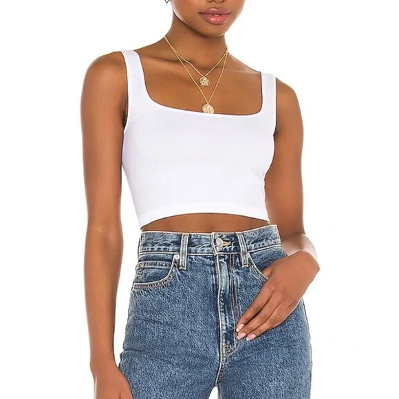 White Cropped Tank Top - Picture 2 of 2